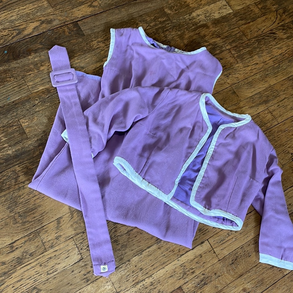 1940’s Three Piece Hand sewn Vintage Children’s Dress Set with Matching Belt